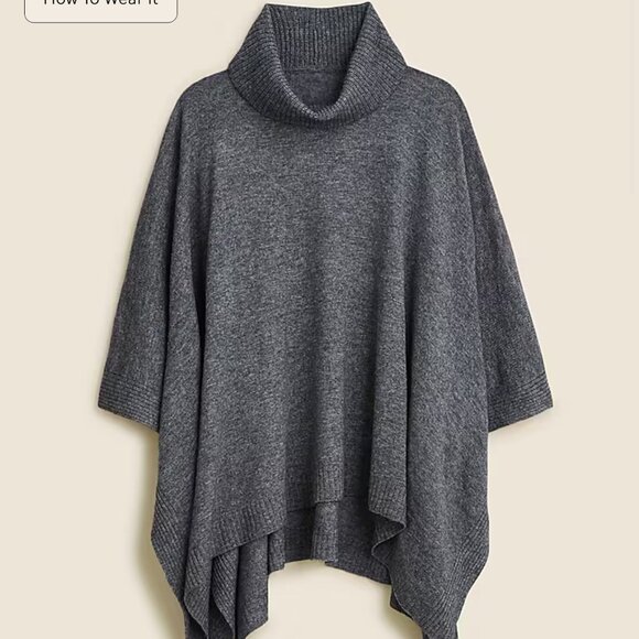 J.Crew Wool-Cashmere Blend Turtleneck Poncho – Heather Tan – OS (One S - Picture 3 of 3